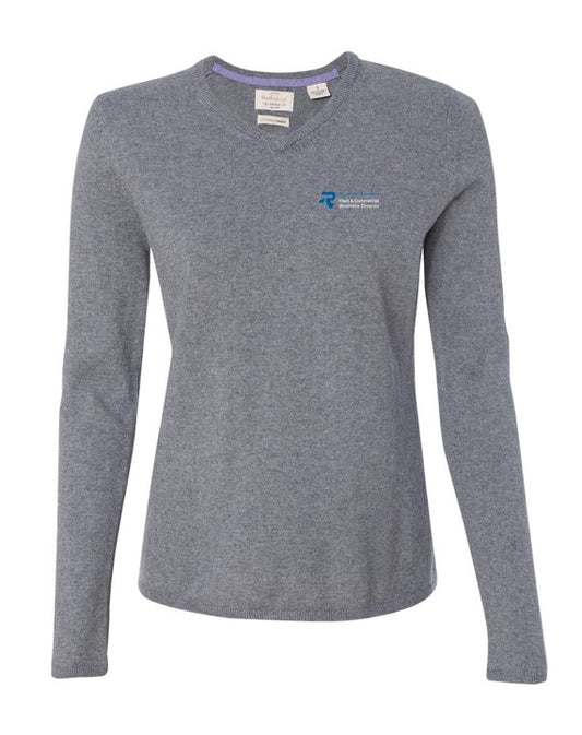 Ricart to Business - Vintage Women's Cotton Cashmere V-Neck Sweater - W151363